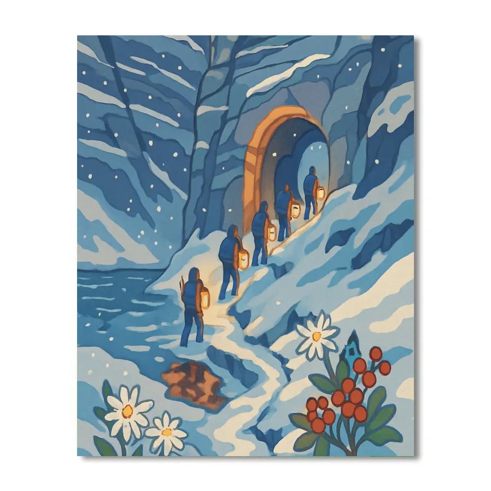 Lanternlit Pass Beneath The Mountain Paint by numbers art