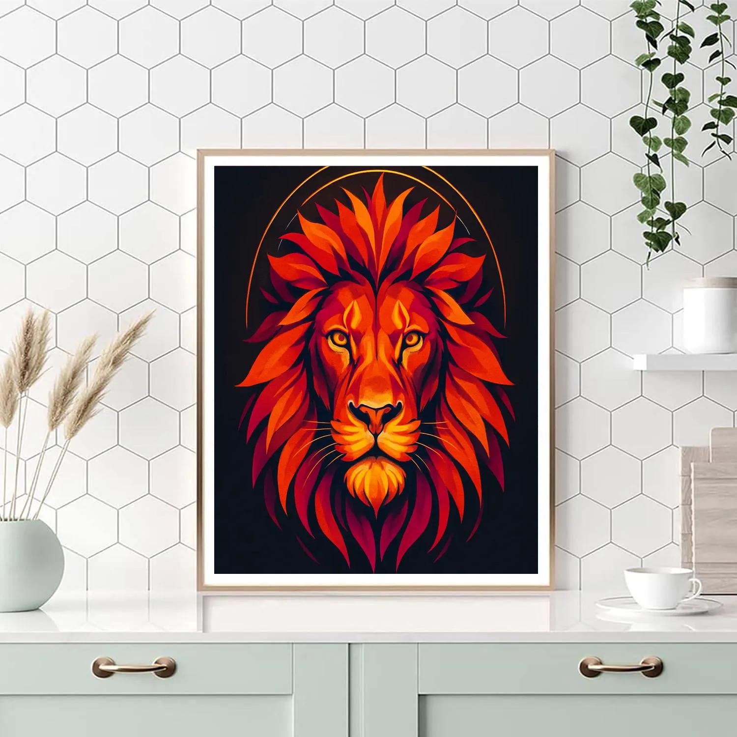 Solar Crown Lion Symmetry Painting by numbers kit