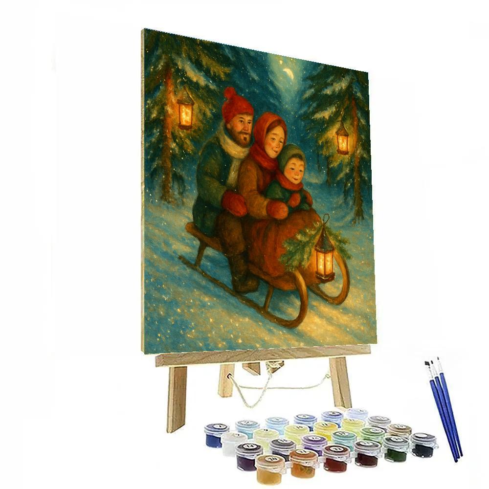 Candlelit Sled Ride Through Pine Hollow Numbered painting kits