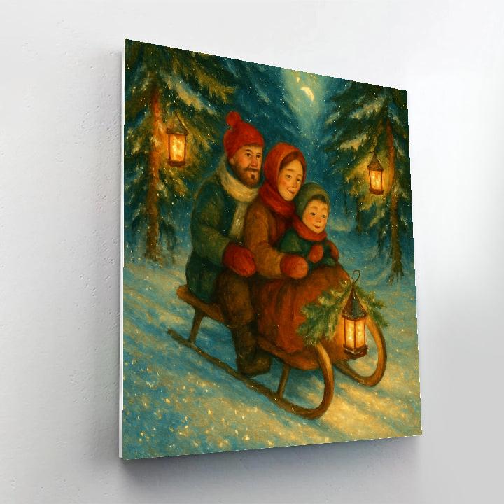 Candlelit Sled Ride Through Pine Hollow Numbered painting kits