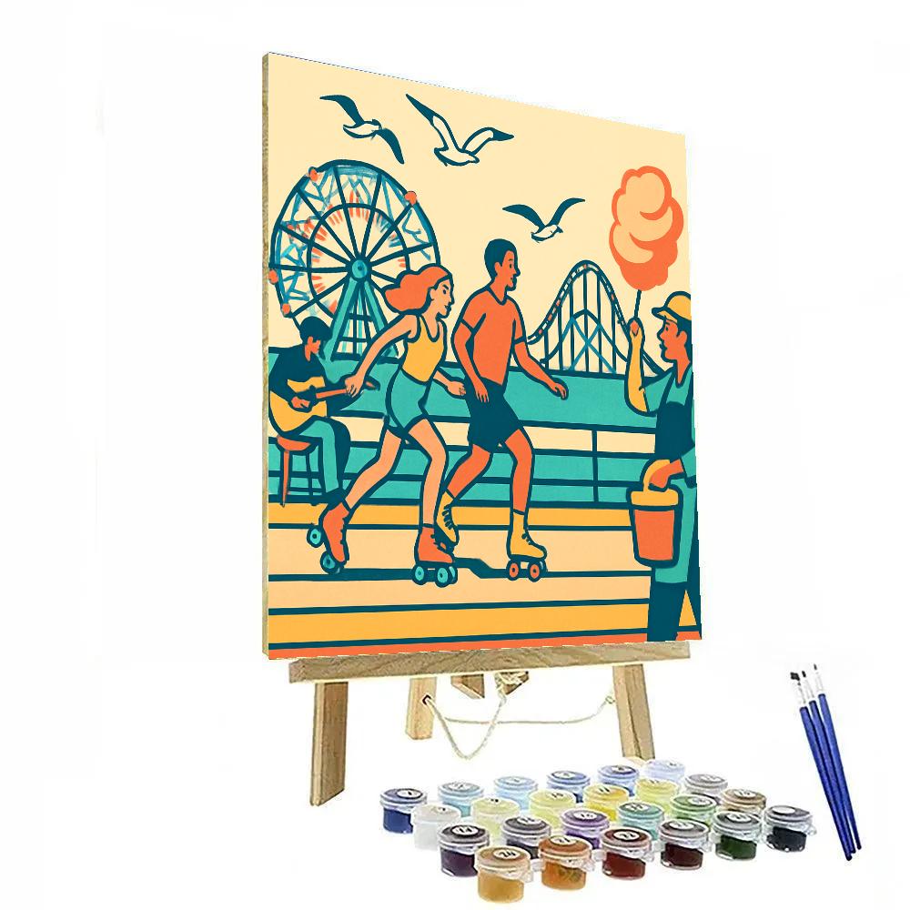 Coney Island Boardwalk In New York Glow Numbered painting kits