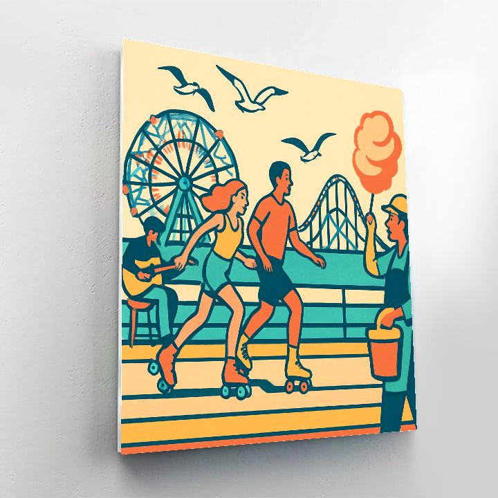 Coney Island Boardwalk In New York Glow Numbered painting kits