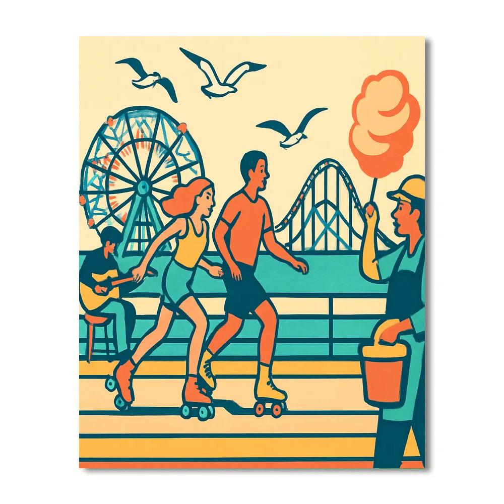 Coney Island Boardwalk In New York Glow Numbered painting kits