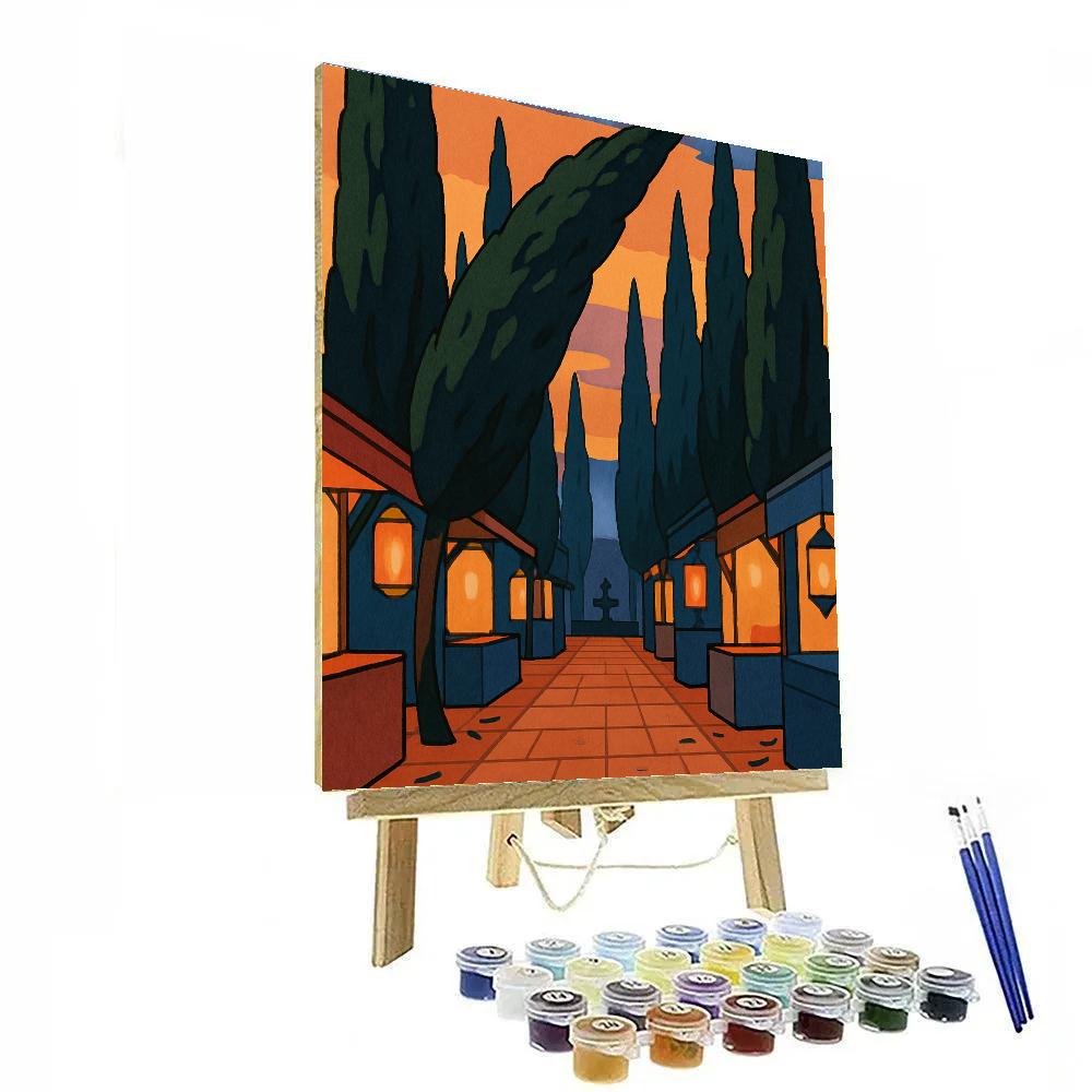 Lantern Market In A Cypress Tree Grove Paint by numbers kits