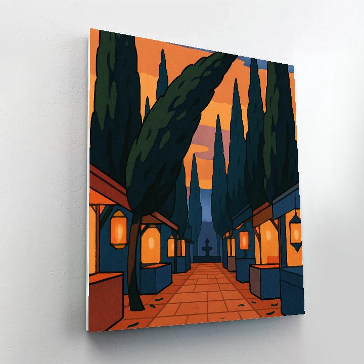 Lantern Market In A Cypress Tree Grove Paint by numbers kits