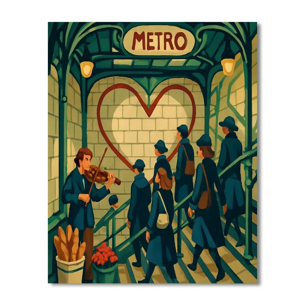 Metro Mosaic With Paris Heartbeat painting number kit