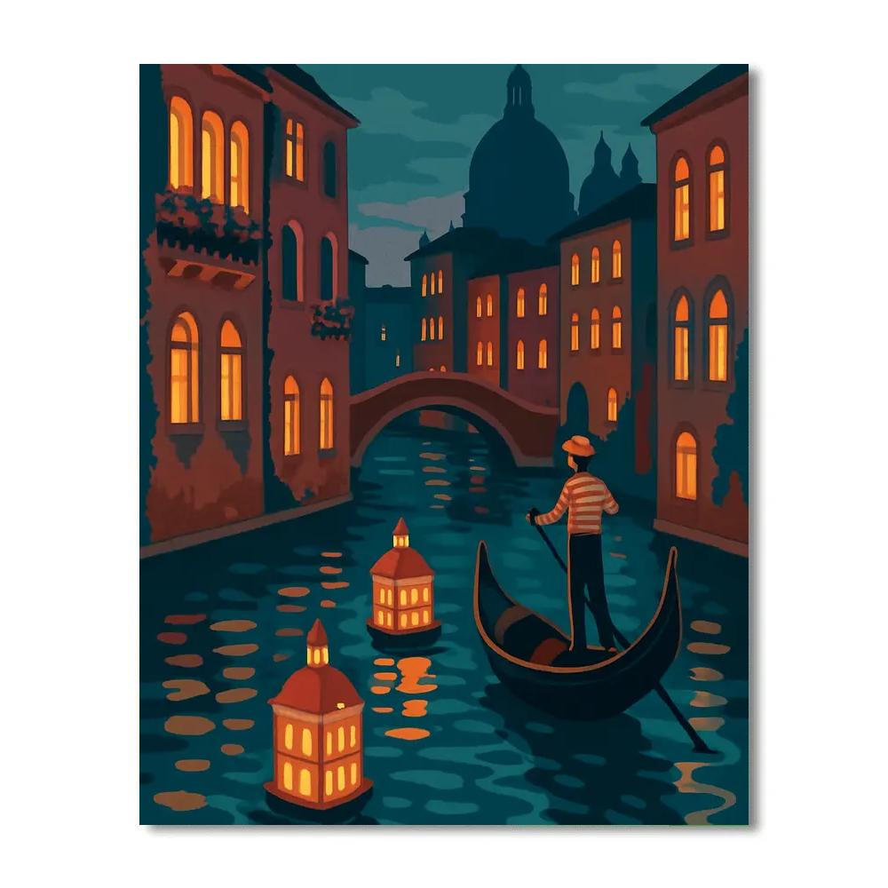 Lantern Festival Over Venice Canals Numbered painting kits