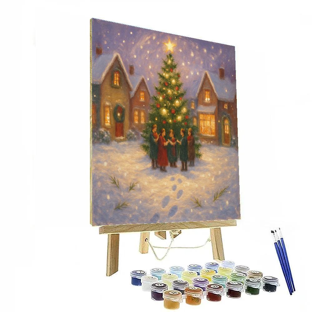 Snow Globe Town Square At Twilight paint by color