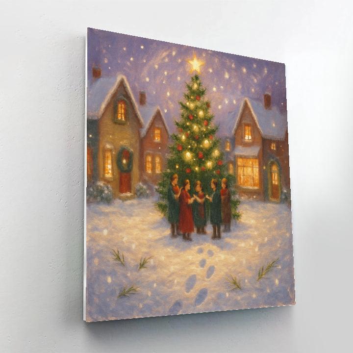Snow Globe Town Square At Twilight paint by color