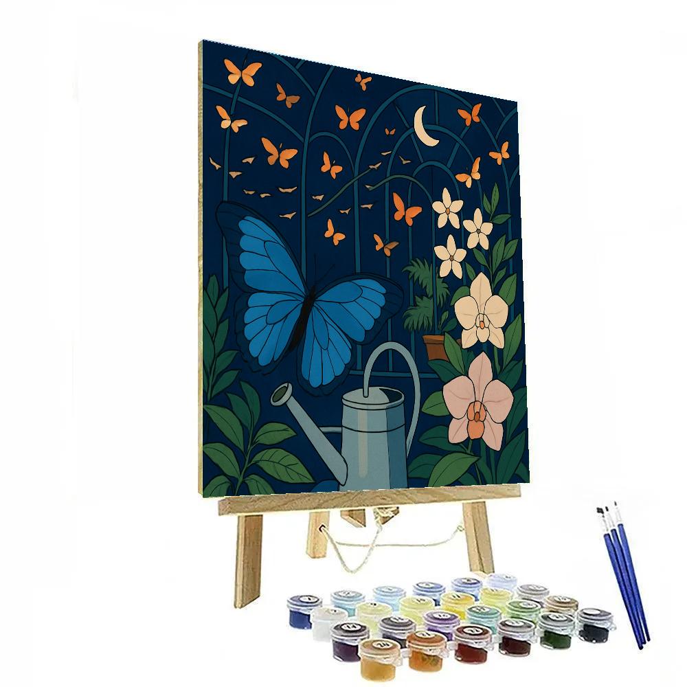 Moonlit Conservatory With Butterfly Migrations Paint by numbers art