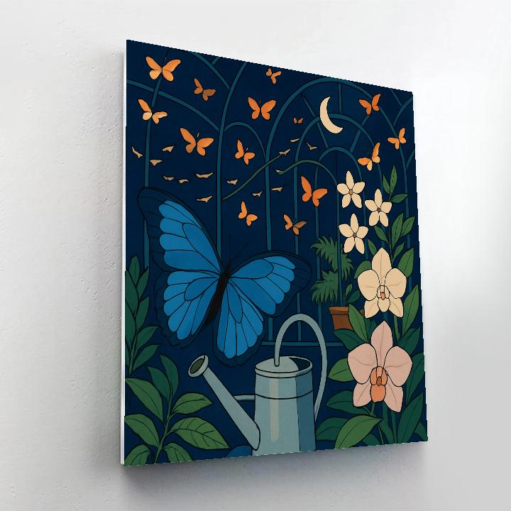 Moonlit Conservatory With Butterfly Migrations Paint by numbers art