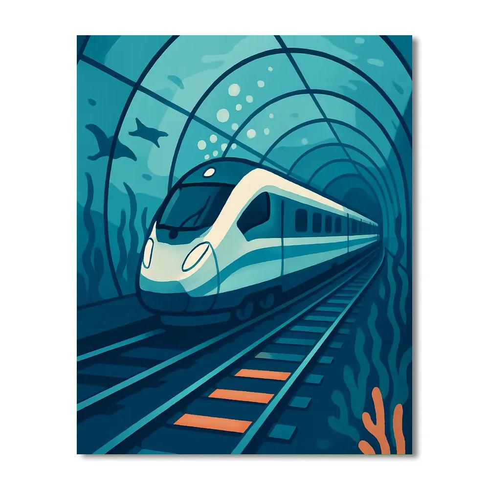 Subsea Glass Tunnel Train Run Number painting