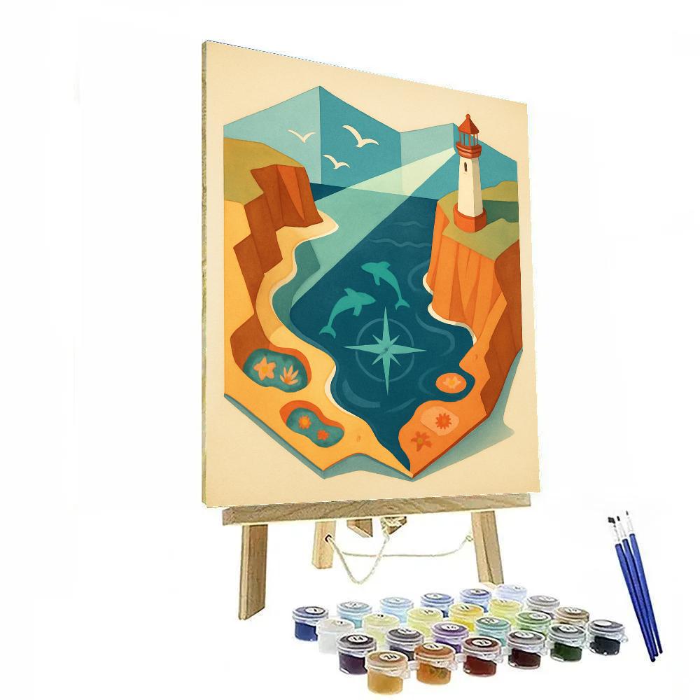 Lighthouse Mapfold Ocean Cove Number painting