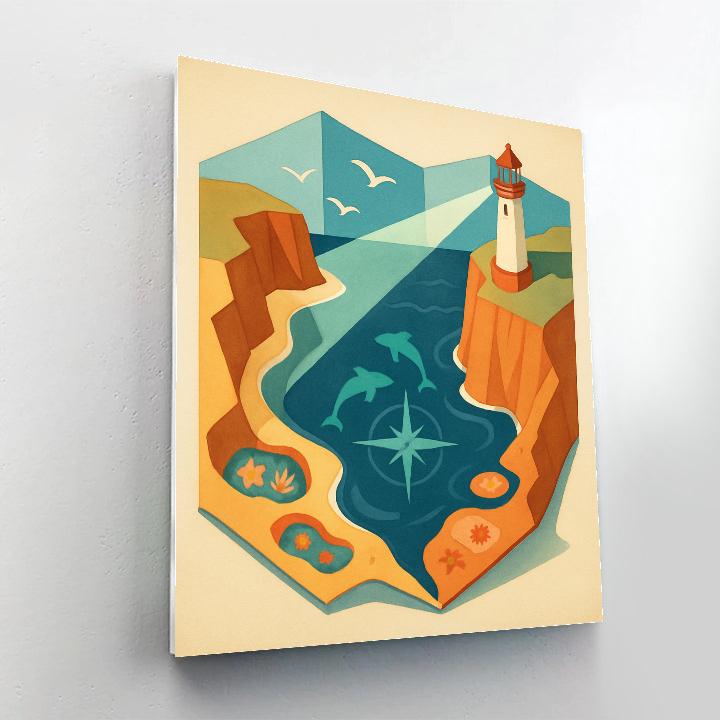 Lighthouse Mapfold Ocean Cove Number painting