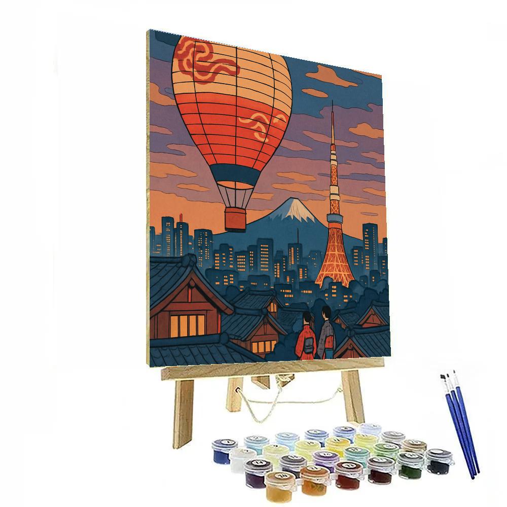 Ukiyo E Dreams In Japan Skyline paint by number