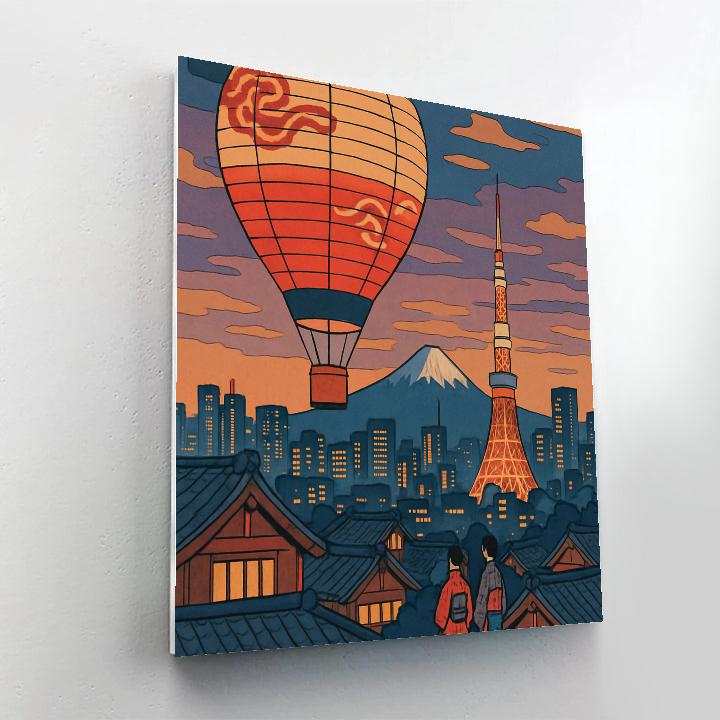 Ukiyo E Dreams In Japan Skyline paint by number
