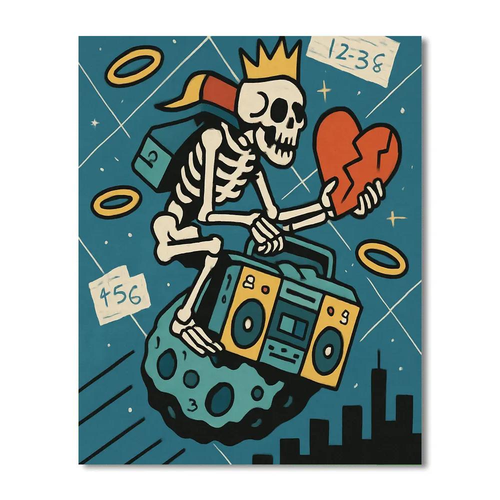 Basquiat Crowned Asteroid Courier Numbered painting kits