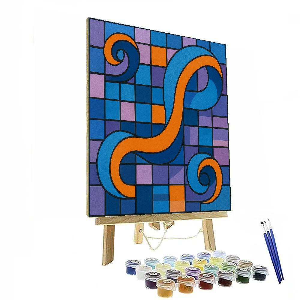 Kinetic Ribbon Field With Abstract Logic Paint by numbers art