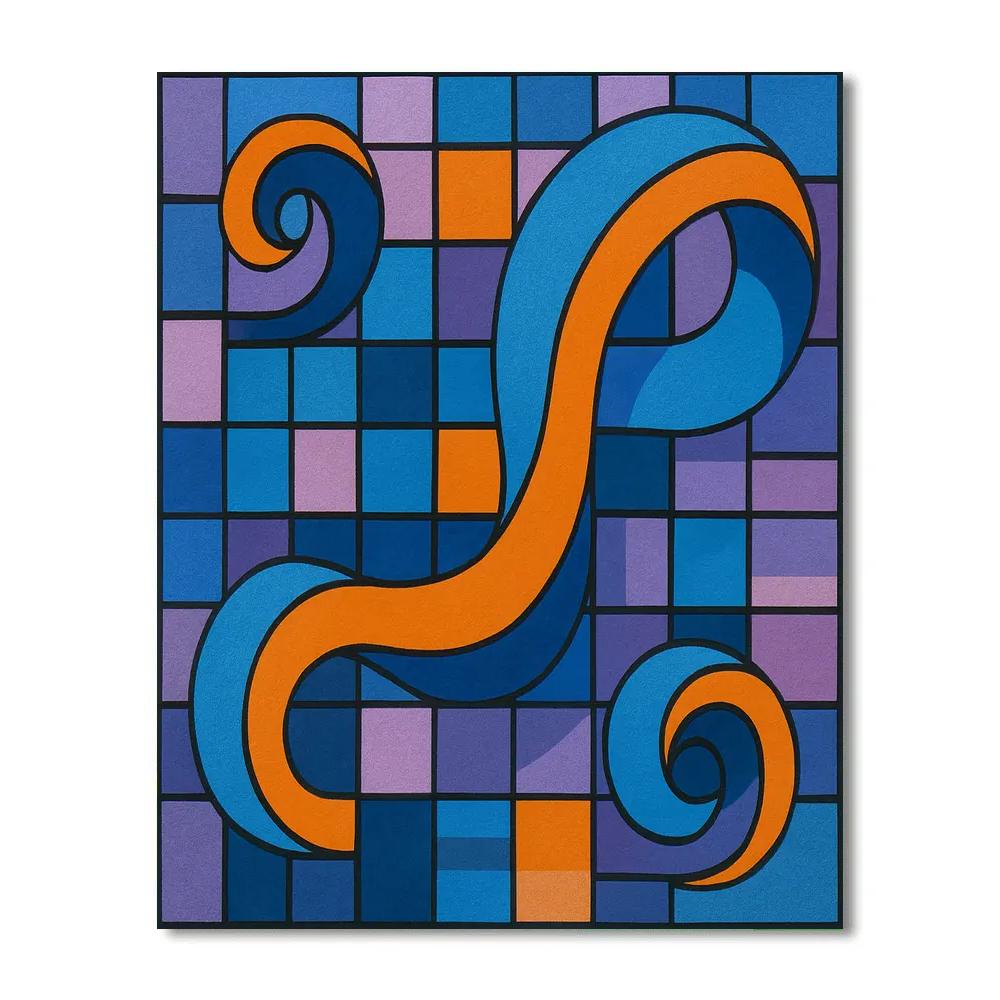 Kinetic Ribbon Field With Abstract Logic Paint by numbers art