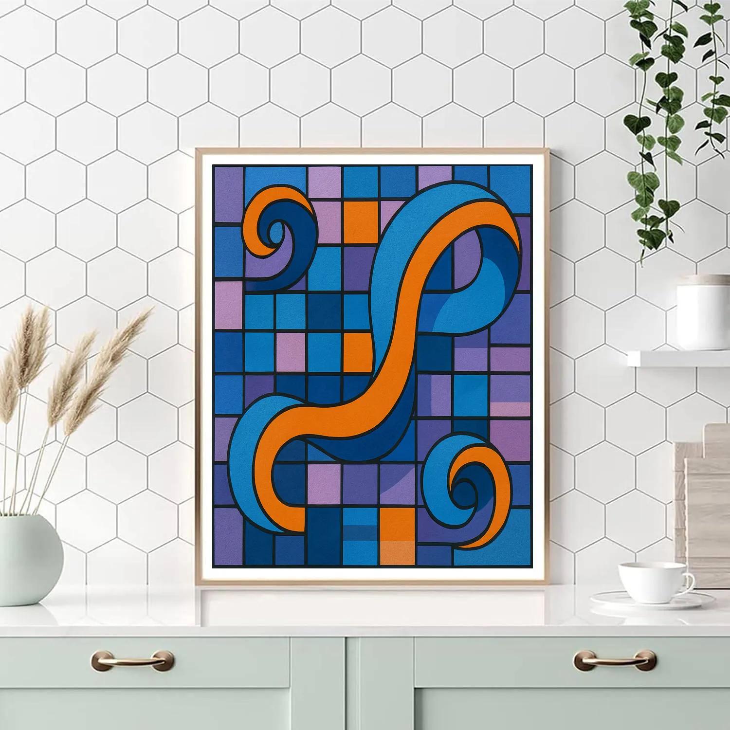 Kinetic Ribbon Field With Abstract Logic Paint by numbers art