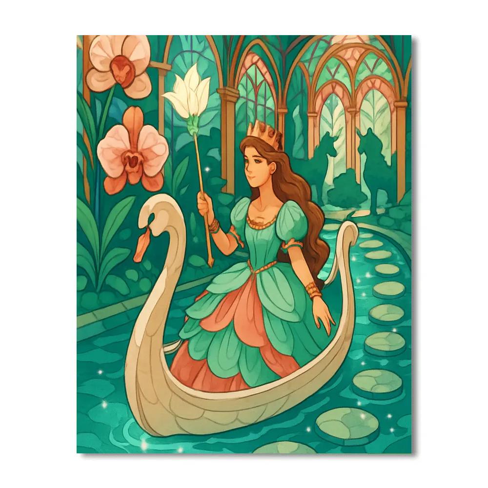 Crystal Canal Garden With Princess Paint by numbers art