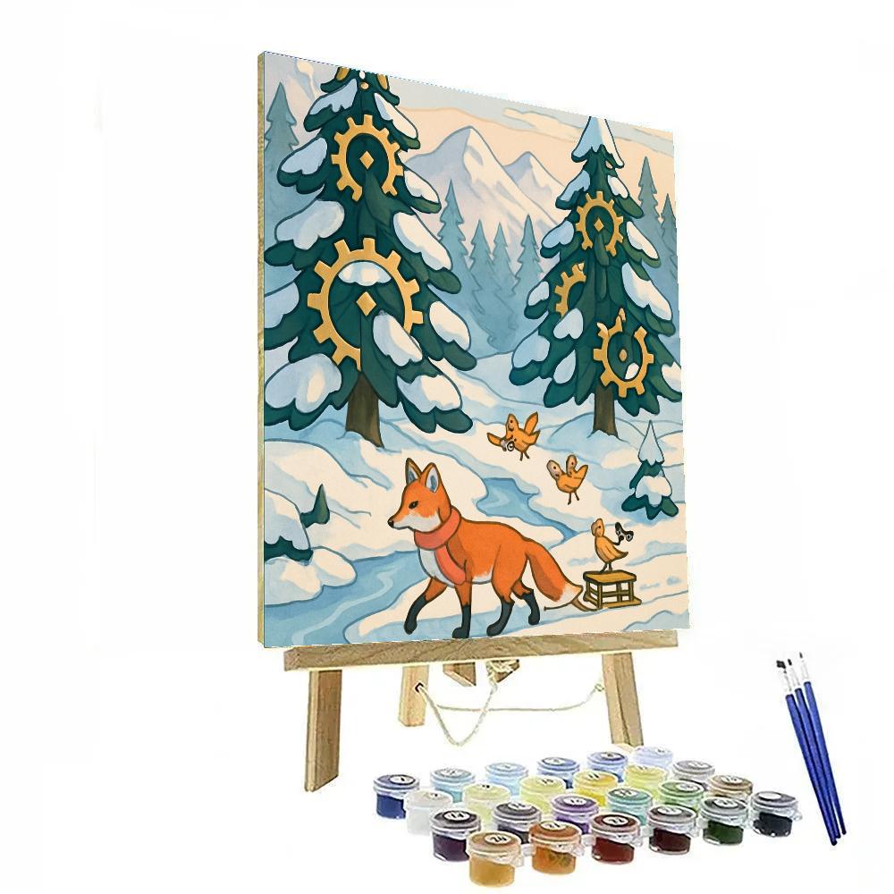 Clockwork Pine Grove, Winter Crafted Number painting