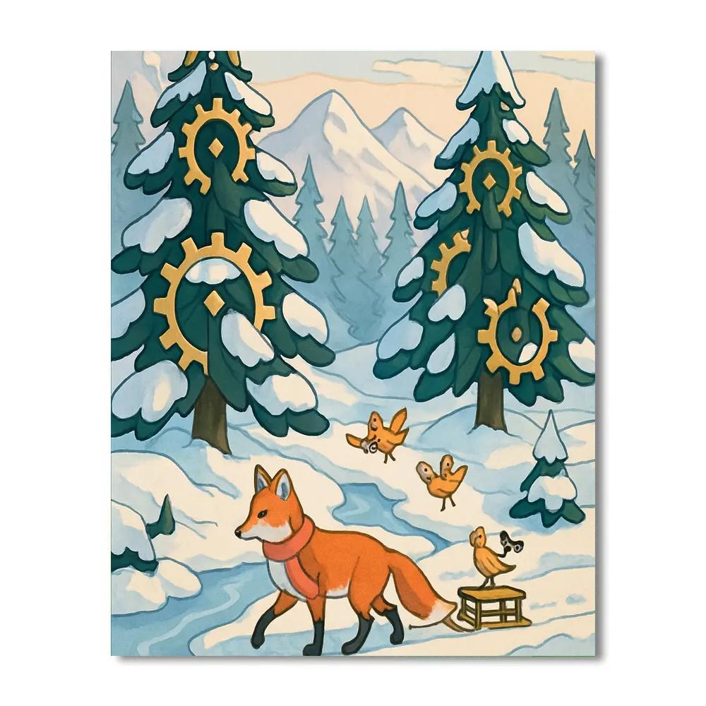 Clockwork Pine Grove, Winter Crafted Number painting