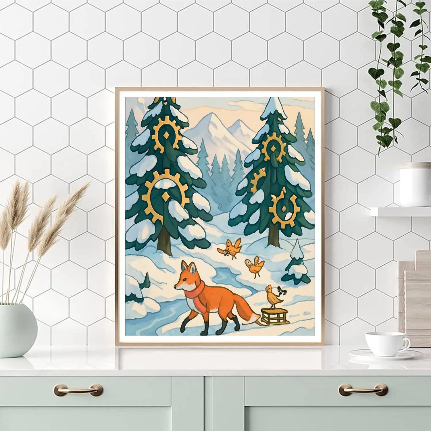 Clockwork Pine Grove, Winter Crafted Number painting