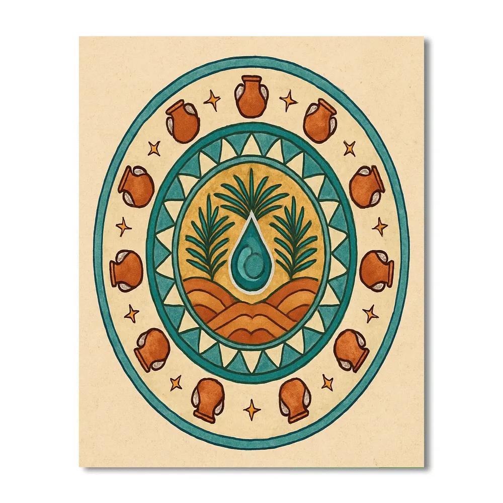 Oasis Geometry With Mandala Interior paint by color