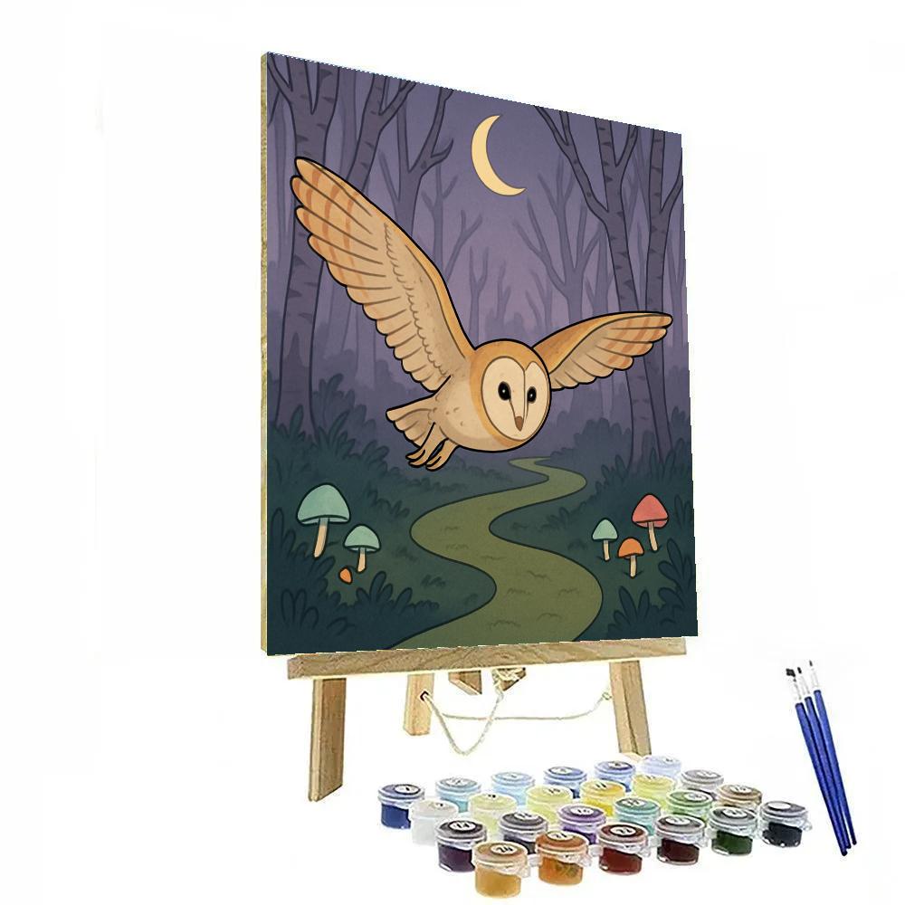 Moonlit Moss Path With Owl Sentinel Paint by numbers art