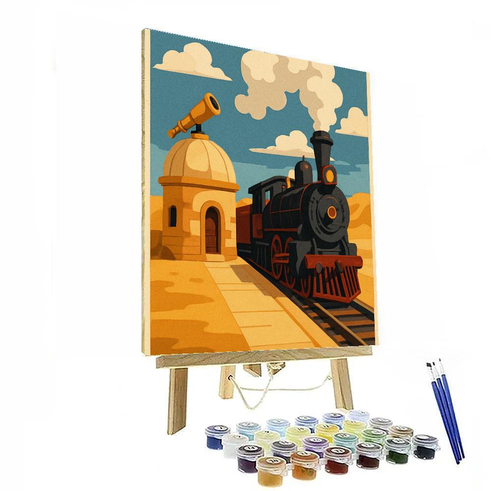 Desert Observatory Platform With Train Arrival paint by numbers