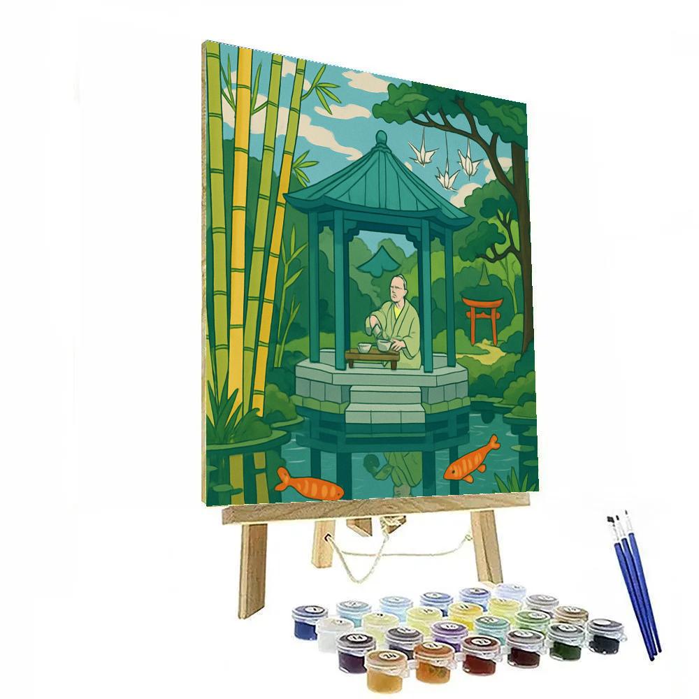 Bamboo Garden Tea Pavilion Japan Crafted Paint by numbers art