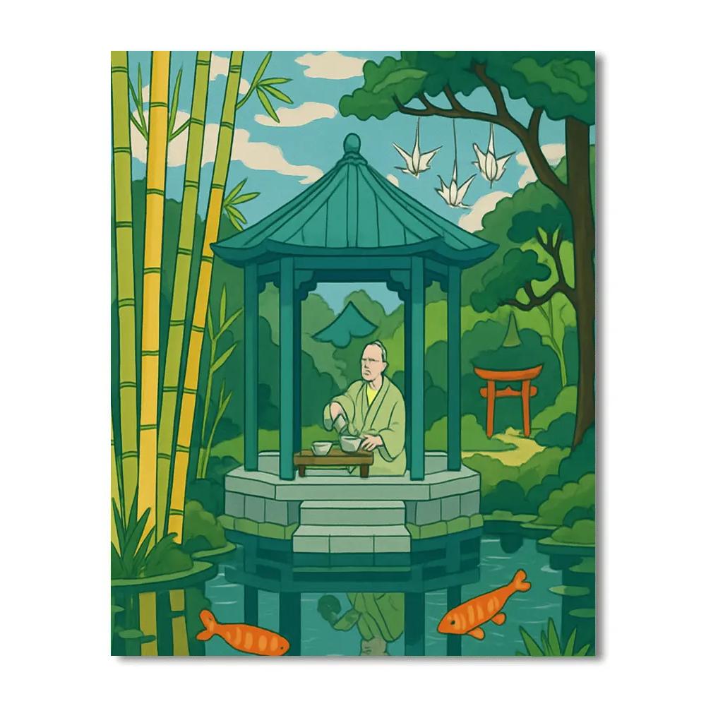 Bamboo Garden Tea Pavilion Japan Crafted Paint by numbers art