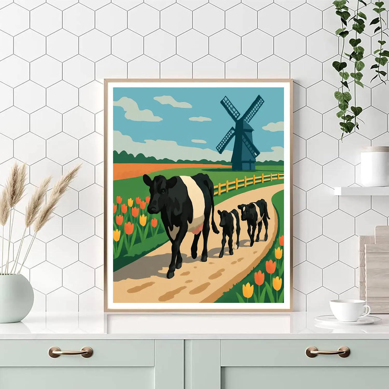 Windmill Shadow Cow Parade paint by numbers