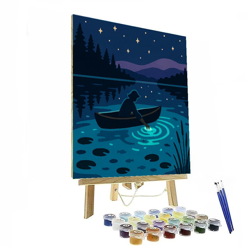 Bioluminescent Lake Night Drift paint by number
