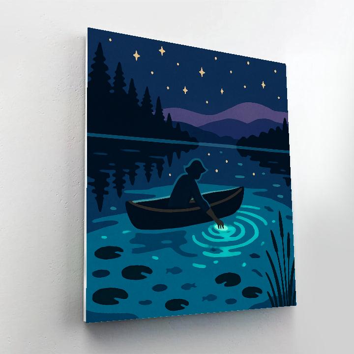 Bioluminescent Lake Night Drift paint by number