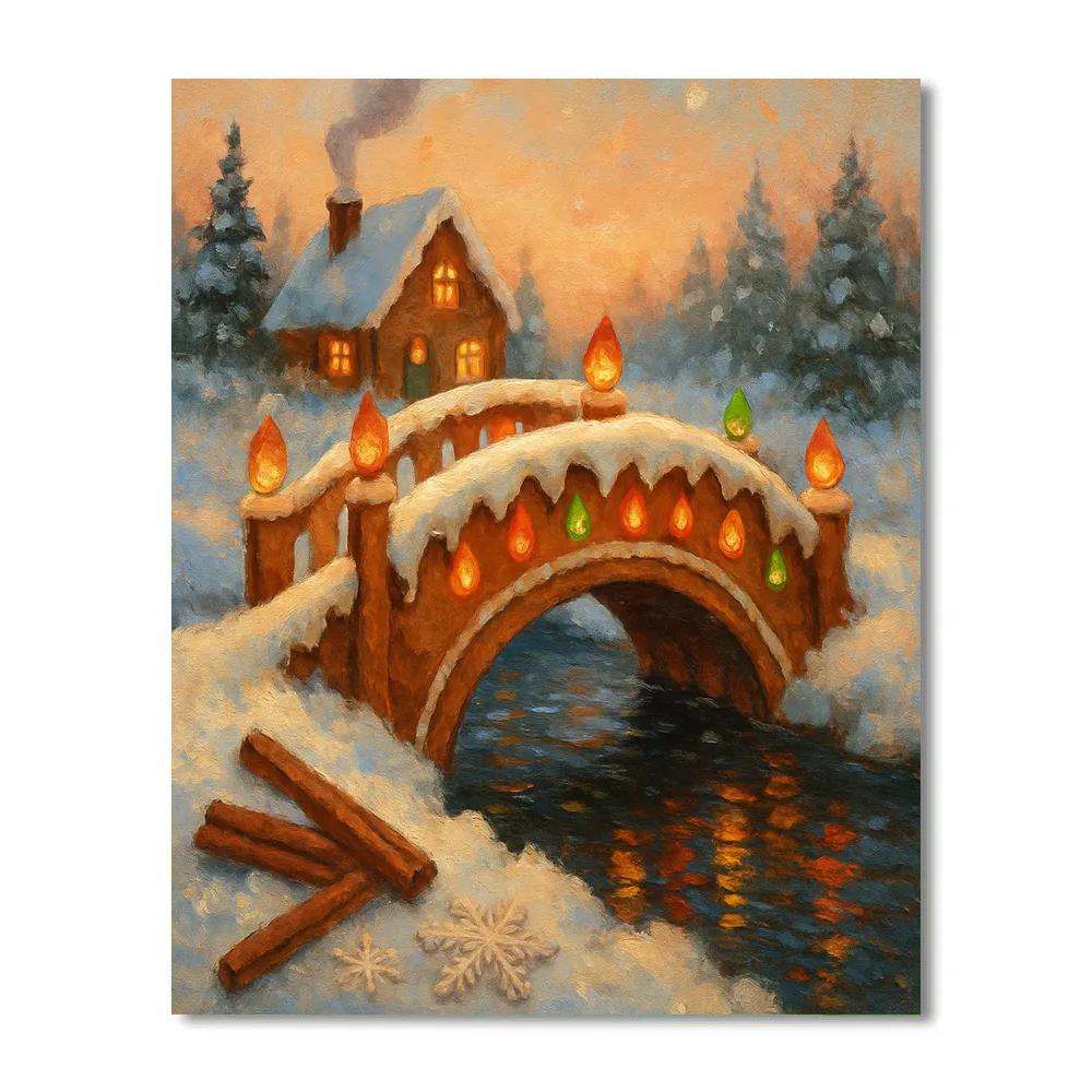 Gingerbread Bridge Over Peppermint Creek DIY paint by numbers