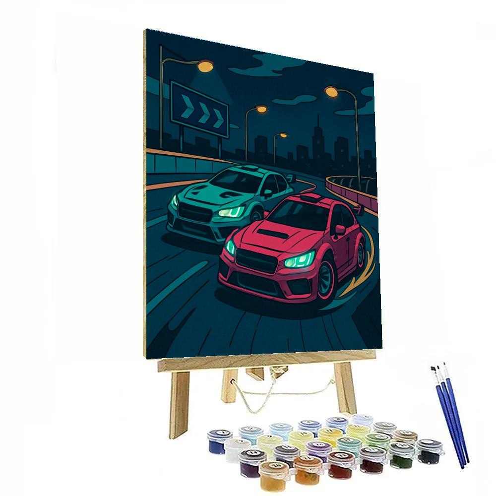 Midnight Overpass Cars Rally DIY paint by numbers
