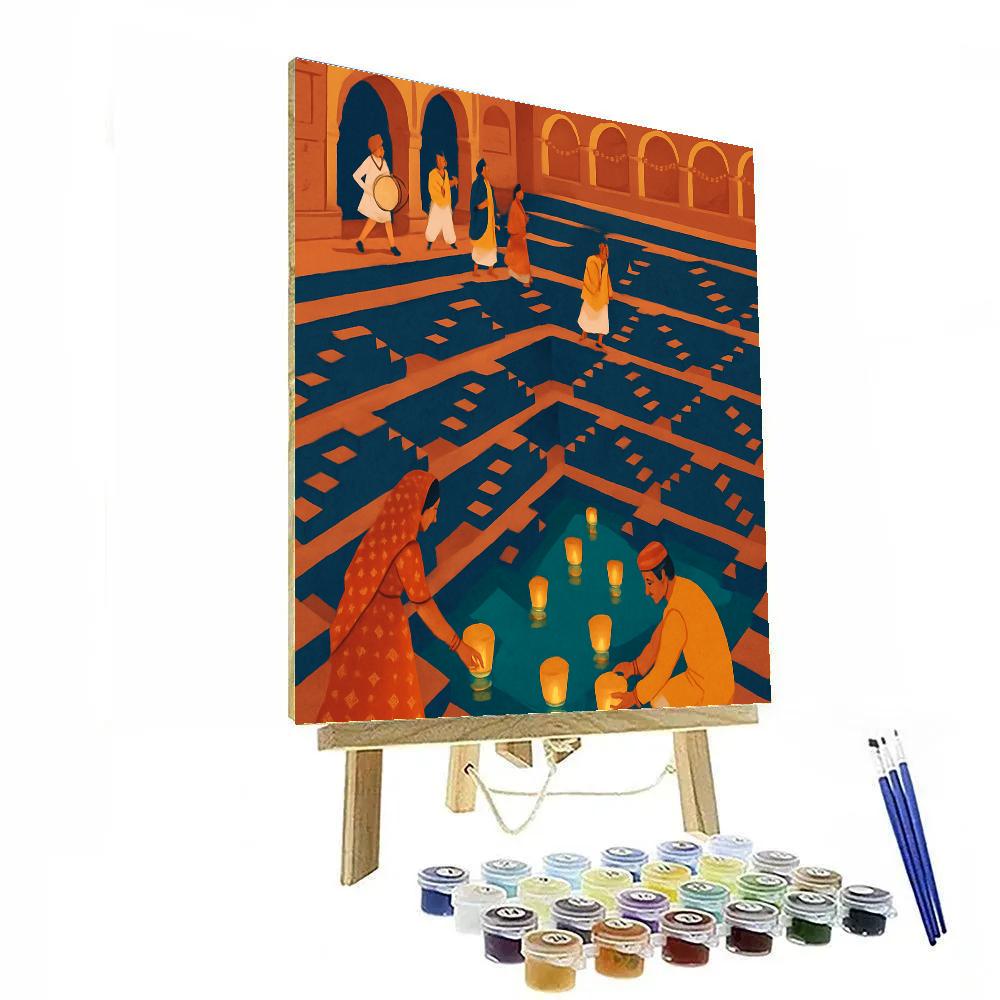 Stepwell Lantern Festival In India Numbered painting kits