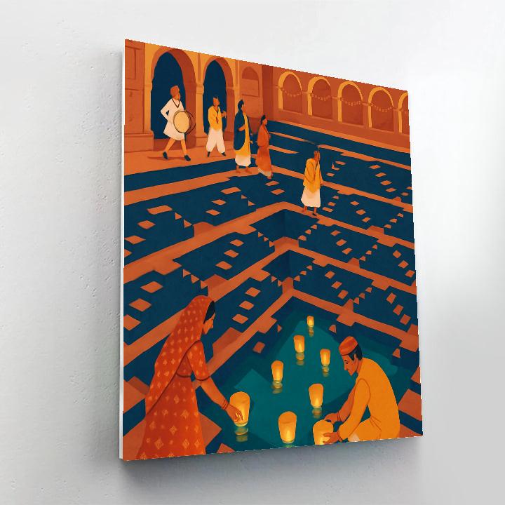 Stepwell Lantern Festival In India Numbered painting kits