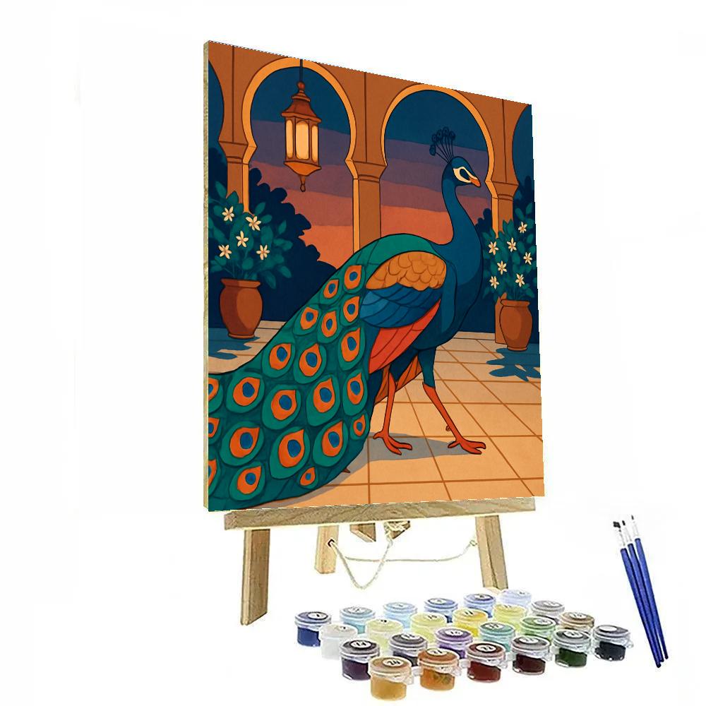 Lanternlit Palace Peacock Procession Painting by numbers kit