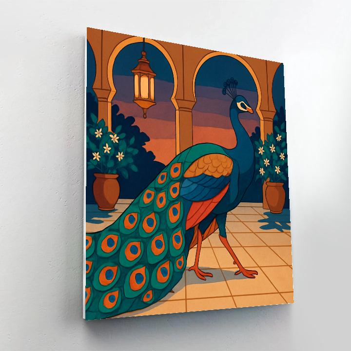 Lanternlit Palace Peacock Procession Painting by numbers kit