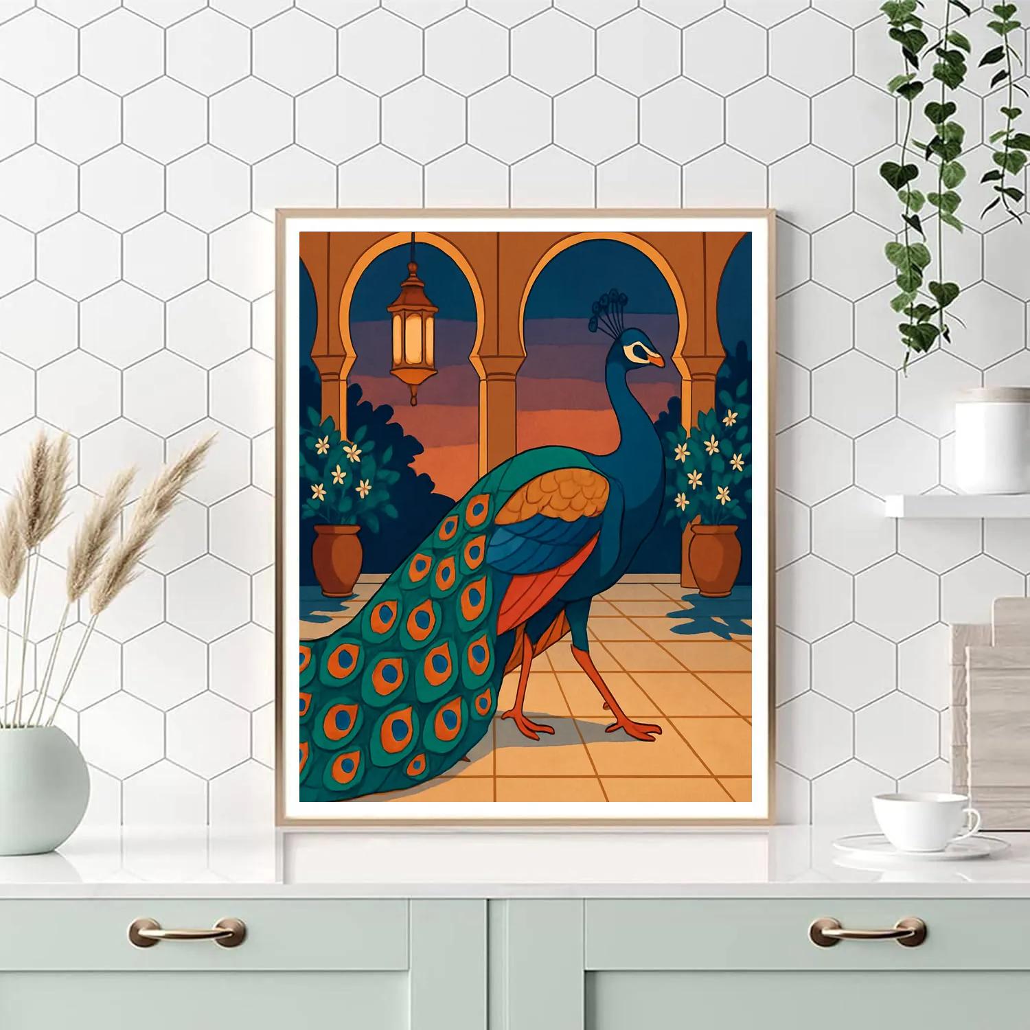 Lanternlit Palace Peacock Procession Painting by numbers kit