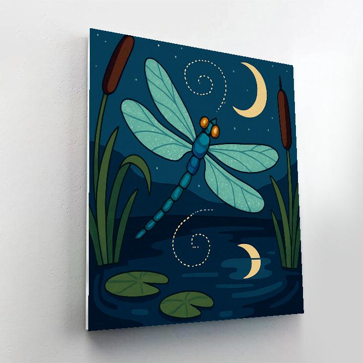 Moonlit Spiral Dragonfly Garden DIY paint by numbers