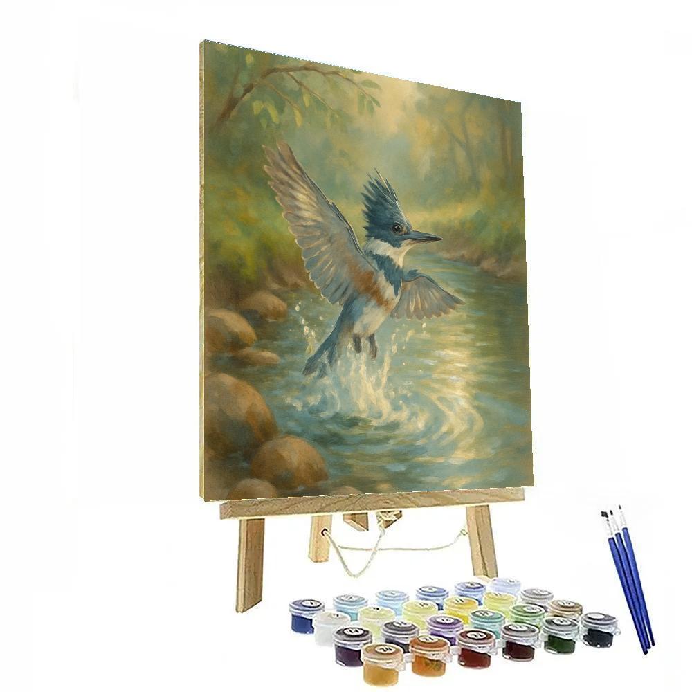 Kingfisher Splash Over Glassy Stream painting number kit