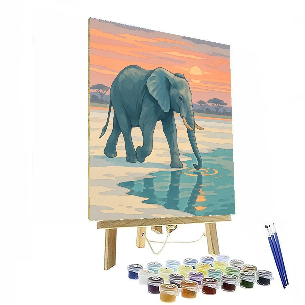 Elephant Mirage On The Salt Pan Painting by numbers kit