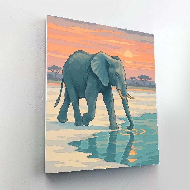 Elephant Mirage On The Salt Pan Painting by numbers kit