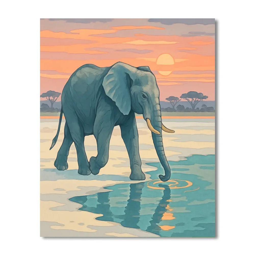 Elephant Mirage On The Salt Pan Painting by numbers kit