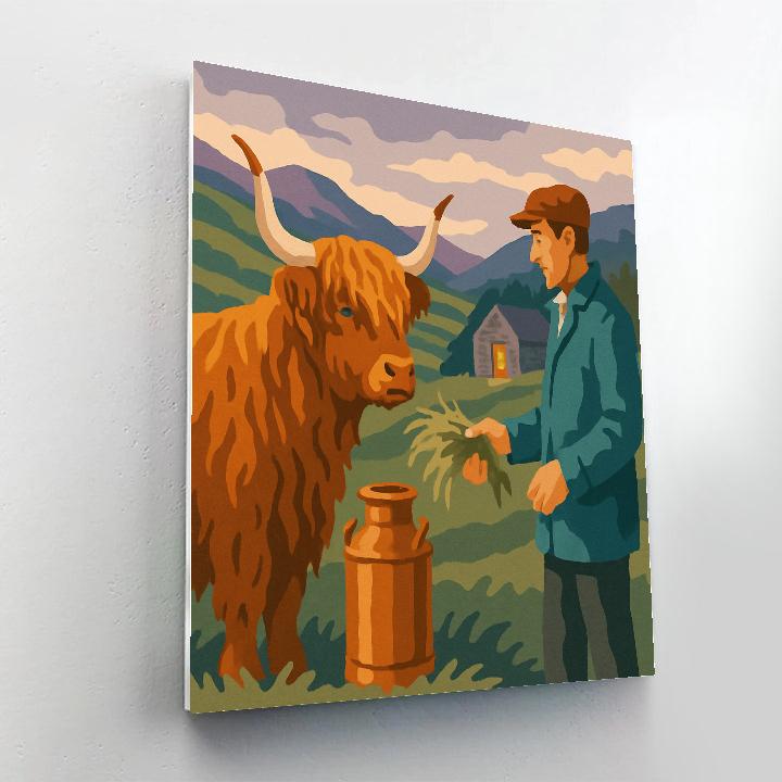 Mountain Dairy At Dusk With Cow painting number kit