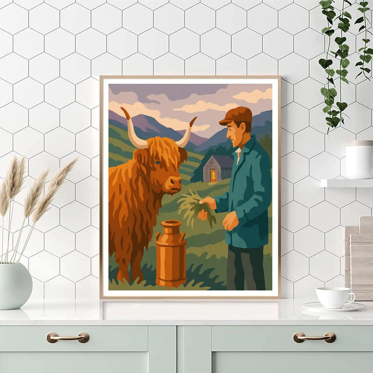 Mountain Dairy At Dusk With Cow painting number kit